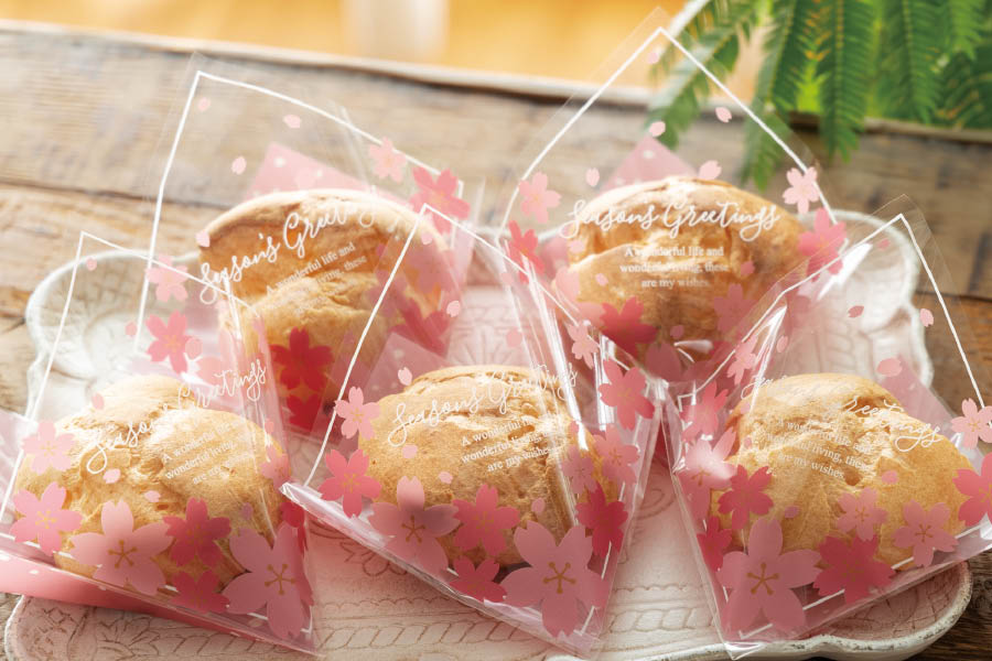 春のラッピングアイデアケーキ資材-桜デザインのシューバッグ