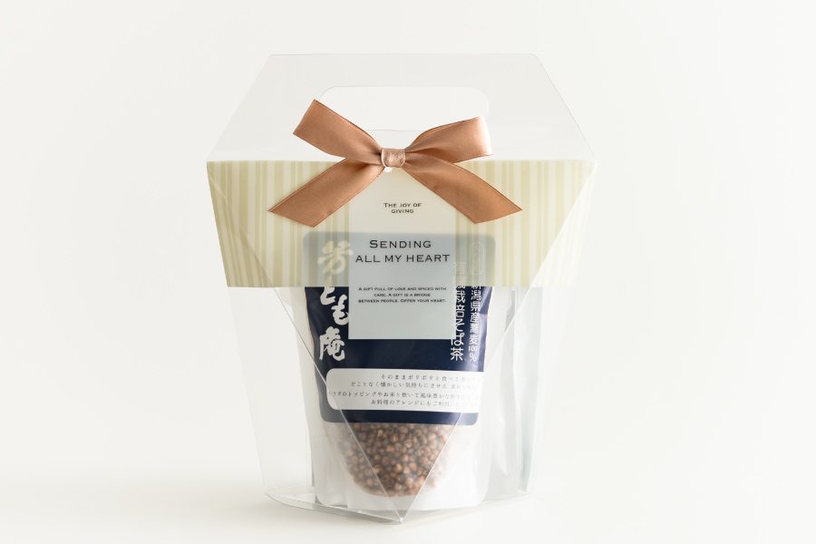クリアボックスを使ったそば茶とコーヒーのセットラッピング