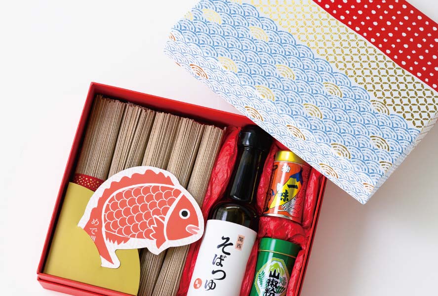 和風貼箱のラッピング例