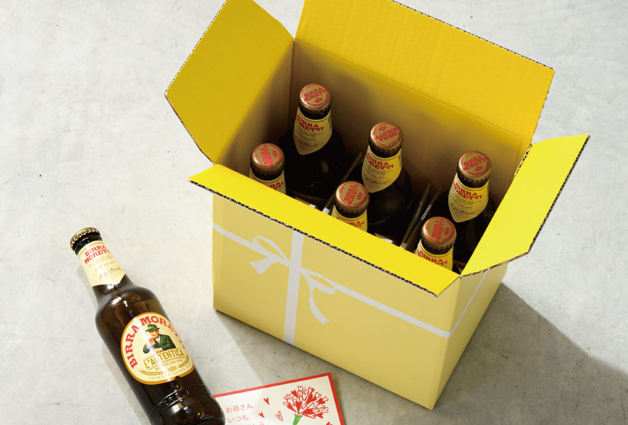 瓶・缶対応配送箱（冷凍・冷蔵対応）のラッピング例