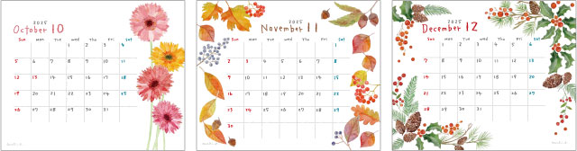 10月~12月のカレンダー