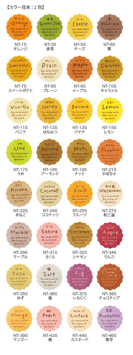 カラーチャートとデザイン表示内容