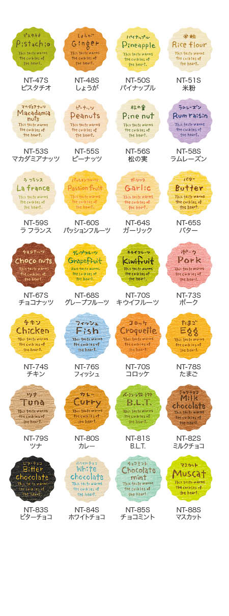 カラーチャートとデザイン表示内容