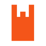 オレンジのラッピング資材：買い物袋