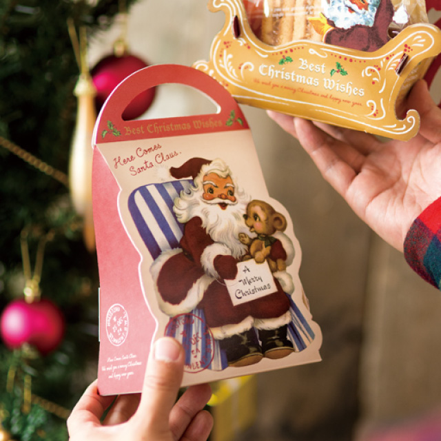 クリスマスアンティークサンタギフトBOXバッグ型-S: ギフト箱・紙 