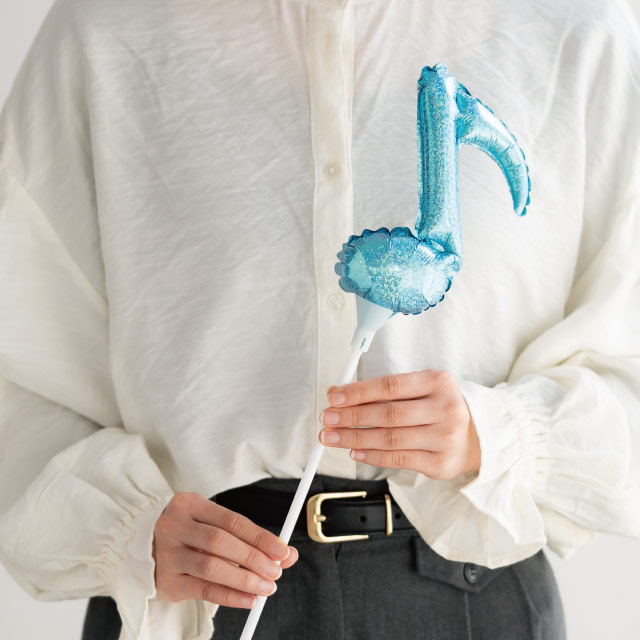 バルーンフラワーピックM-11/音符ブルー ブルー W110×D40×H165(全長700)