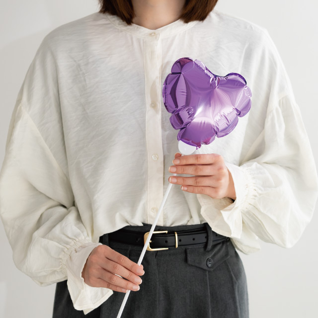 プレーンバルーンフラワーピックハートL-6/パープル パープル W140×D80×H140(全長660)