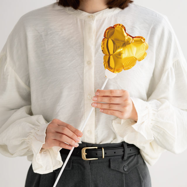 プレーンバルーンフラワーピックハートM-1/ゴールド ゴールド W110×D60×H110(全長630)