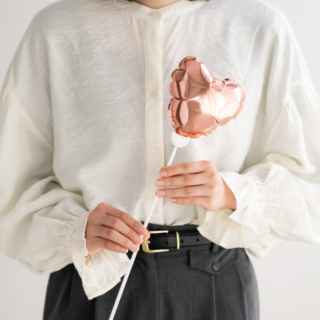 プレーンバルーンフラワーピックハートM-3/シャンパンロゼ シャンパンロゼ W110×D60×H110(全長630)