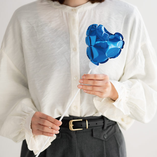 プレーンバルーンフラワーピックハートM-4/ブルー ブルー W110×D60×H110(全長630)