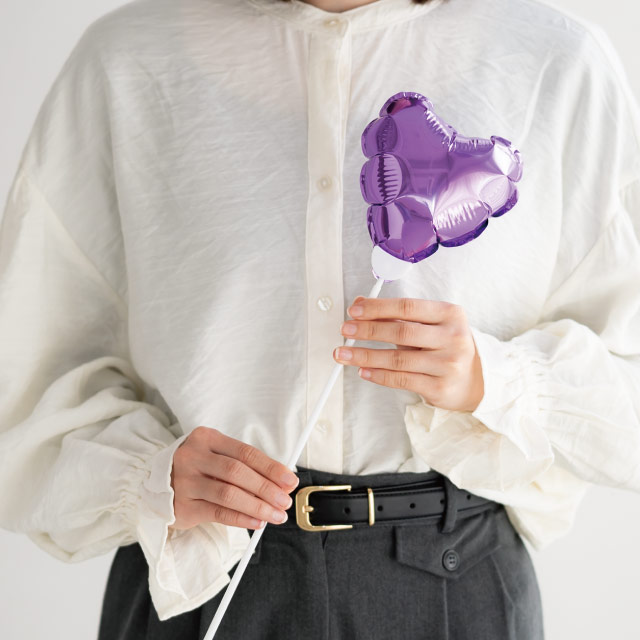 プレーンバルーンフラワーピックハートM-6/パープル パープル W110×D60×H110(全長630)