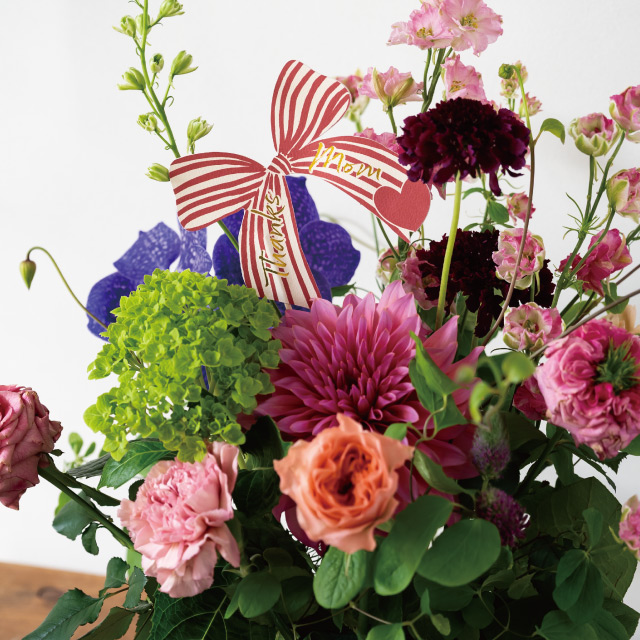 母の日フラワーピック-107/リボン リボン W125×H130(全長510)