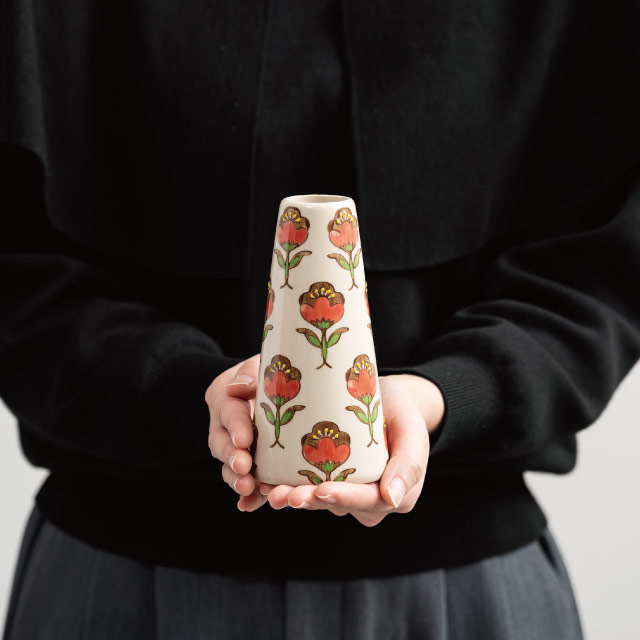 ハンドメイドプリントフラワーベース-47【3/3発売予定】 FB47 直径70(35)×H140