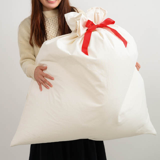 無地レッドリボン付巾着バッグ-LL W950×H1050