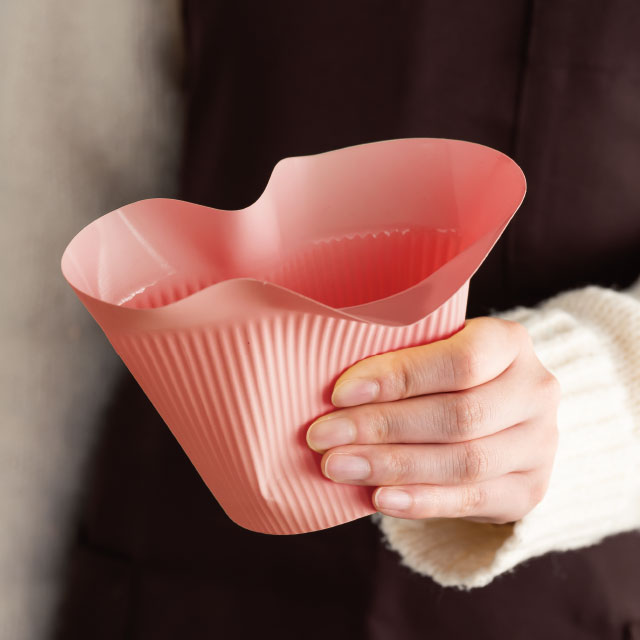 リブラインフラワーポット-3/マットピンク マットピンク 直径145(65)×H100