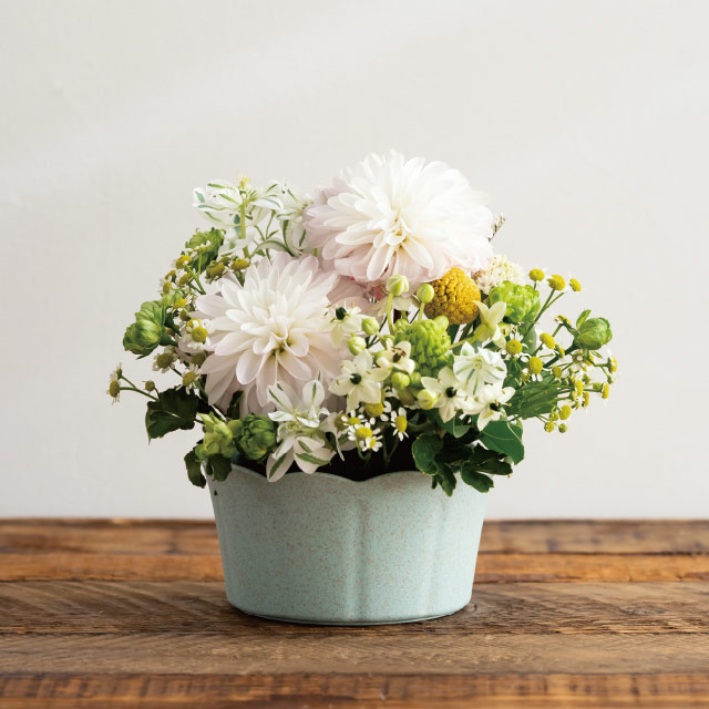 ウッディクラウドフラワーアレンジポット-M/ミントブルー ミントブルー 直径125(98)×H70