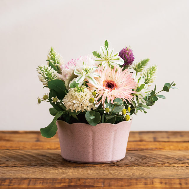 ウッディクラウドフラワーアレンジポット-S/ピンク ピンク 直径105(83)×H60