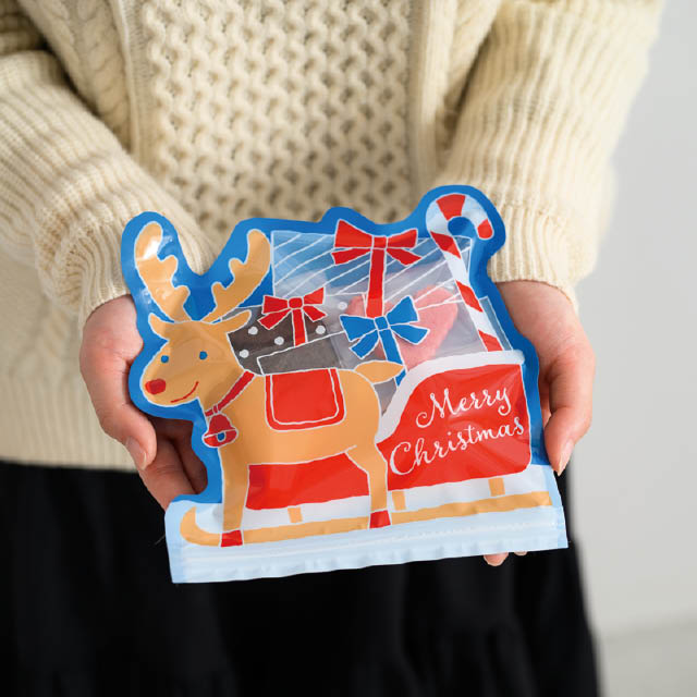 トナカイダイカットジップ付バッグ-S トナカイ W185×H185