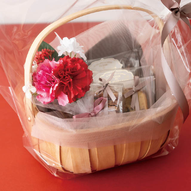 母の日フルリールミニブーケ-3/レッド W150×D65×H200