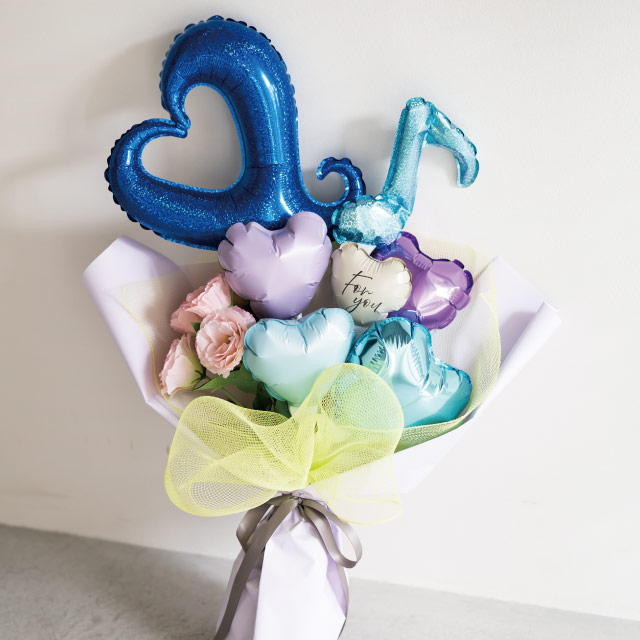 バルーンフラワーピックM-11/音符ブルー ブルー W110×D40×H165(全長700)