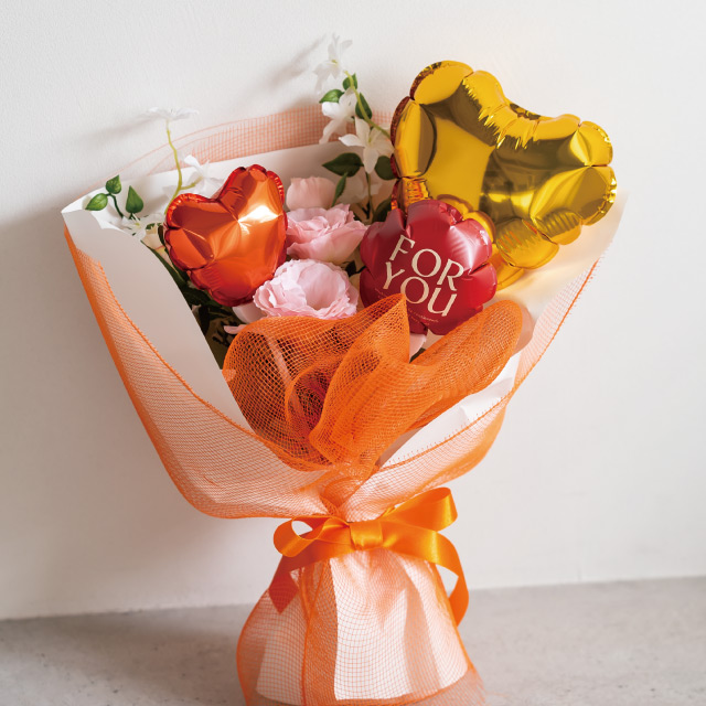 プレーンバルーンフラワーピックハートL-1/ゴールド ゴールド W140×D80×H140(全長660)