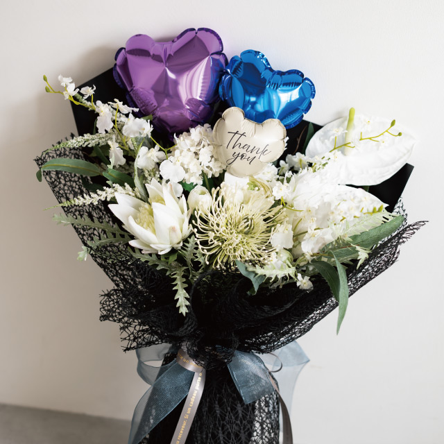 プレーンバルーンフラワーピックハートL-6/パープル パープル W140×D80×H140(全長660)