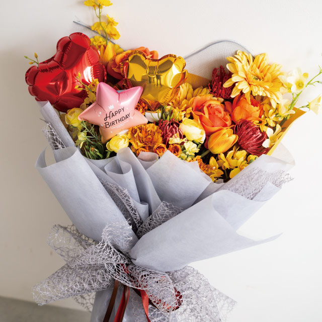 プレーンバルーンフラワーピックハートM-1/ゴールド ゴールド W110×D60×H110(全長630)