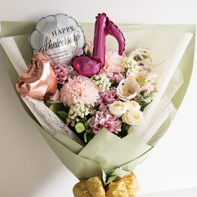 プレーンバルーンフラワーピックハートM-3/シャンパンロゼ シャンパンロゼ W110×D60×H110(全長630)