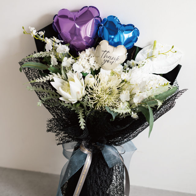 プレーンバルーンフラワーピックハートM-4/ブルー ブルー W110×D60×H110(全長630)