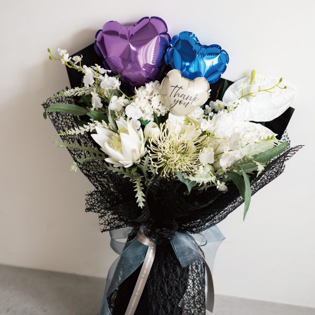 プレーンバルーンフラワーピックハートS-4/ブルー ブルー W85×D45×H80(全長600)