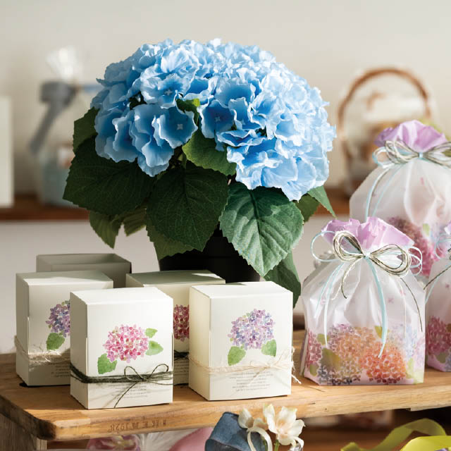 あじさいデコレーション-1/ブルー W250×D250×H280