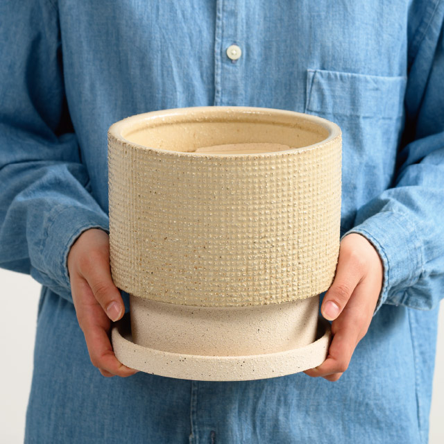 ハンドメイドアートフラワーポット-33 直径195(155)×H185(5寸)