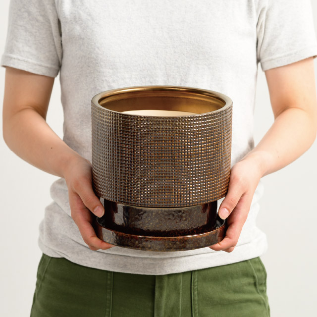 ハンドメイドアートフラワーポット-35 直径195(155)×H185(5寸)