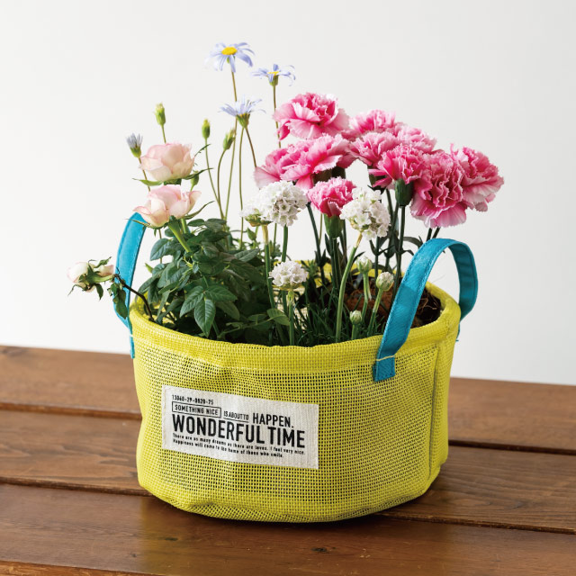 メッシュラウンドバスケットハーフ-1/イエロー 直径190×H105