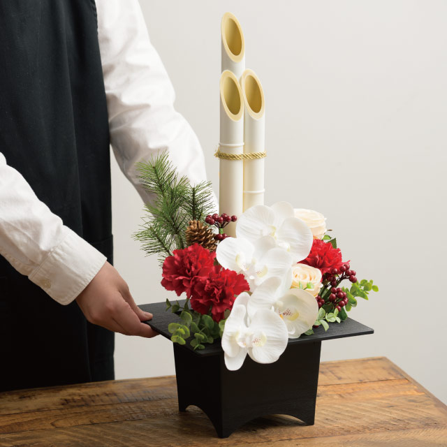 プラスチック門松飾り-L/ホワイト ホワイト W60×D55×H450