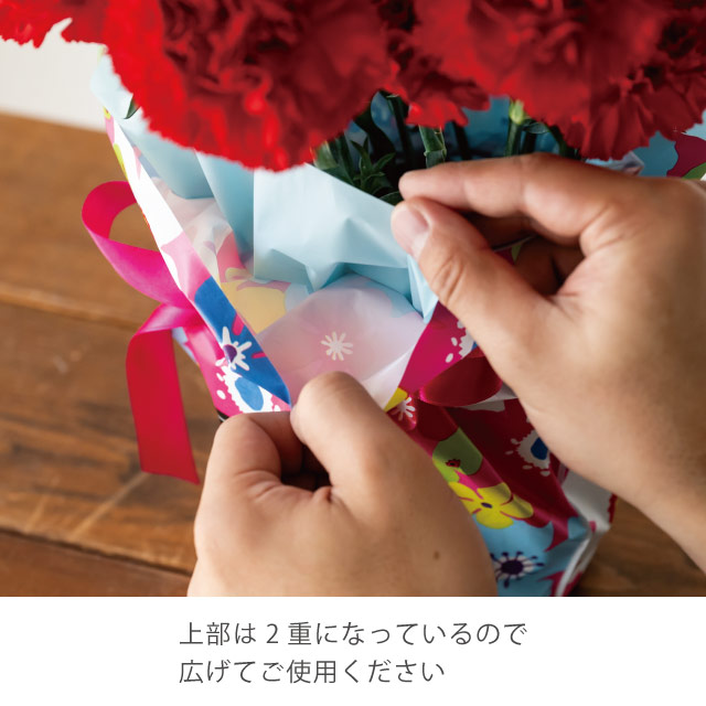 ポップフラワーリボン付ポットカバー-6【3/3発売予定】 W460(250)×D140×H300