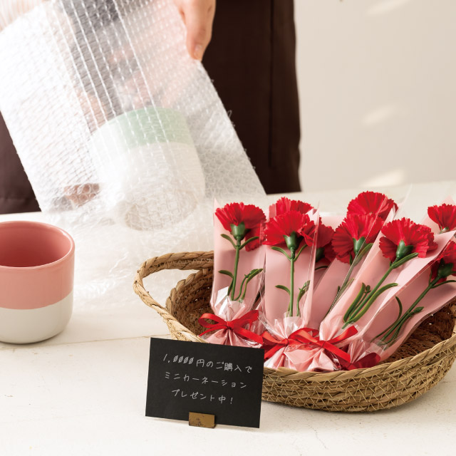 母の日フルリールミニブーケ-4／1輪(W55×D45×H210): ラッピング用小物