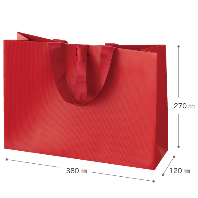 ギフトレッドハンドル付きペーパーバッグ-1(W380×H270×D120): レジ袋