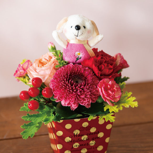 ラブリーマスコットフラワーピック-18/イヌ イヌアソート:W60×D40×H115(全長450)