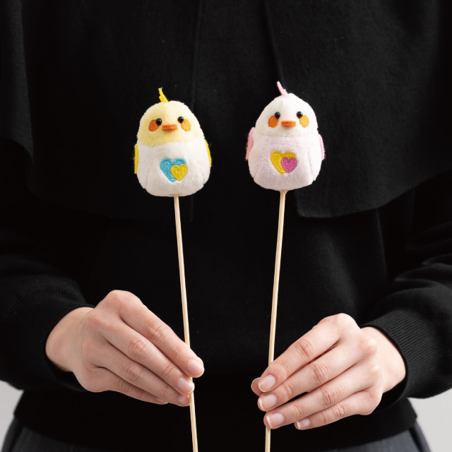 ラブリーマスコットフラワーピック-19/トリ トリアソート:W50×D75×H75(全長450)