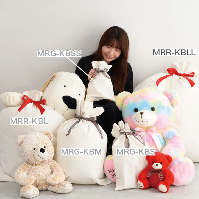 無地レッドリボン付巾着バッグ-LL W950×H1050