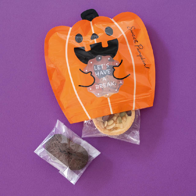 パンプキンハロウィンダイカットジップ付バッグ-S パンプキン W185×H185