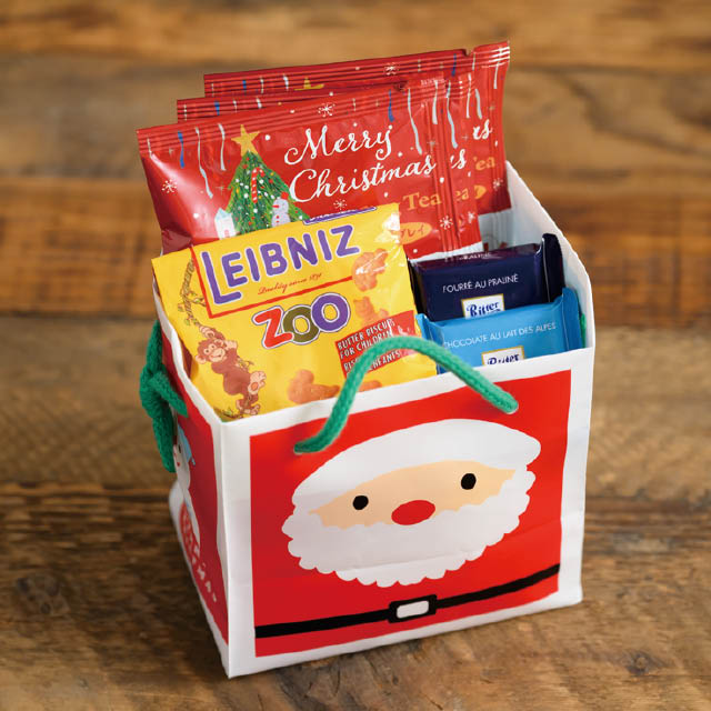 クリスマスパタパタボックス【II】 クリスマスハッピーサンタ&スノーマンキューブバッグ-2(W120×D90