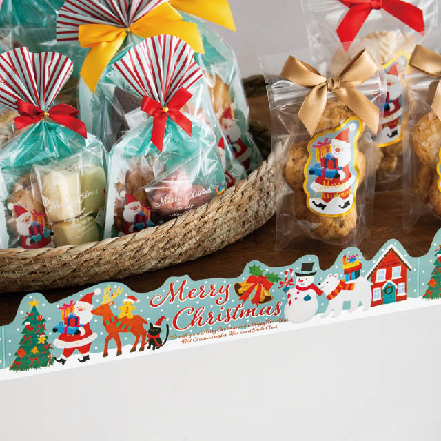 クリスマスオイルパステルシール付ロール棚ポスター-1 59mm幅