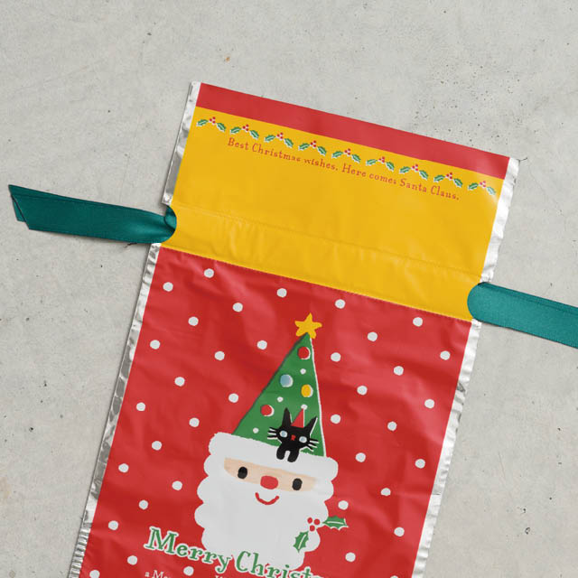 クリスマスツリーサンタリボン付PPギフトバッグ-M W340×D80×H530