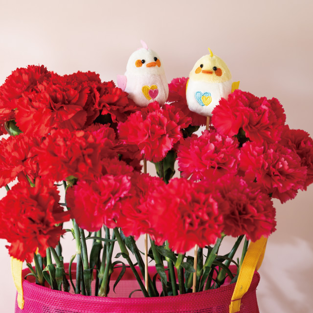 ラブリーマスコットフラワーピック-19/トリ トリアソート:W50×D75×H75(全長450)