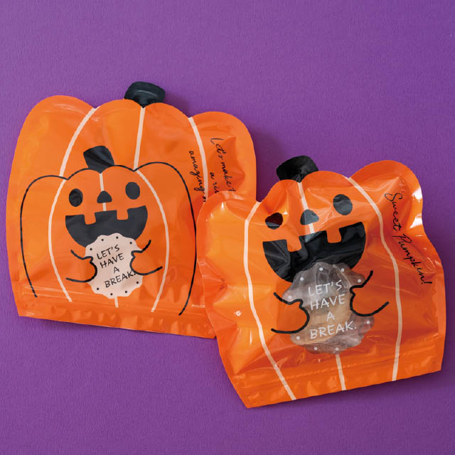 パンプキンハロウィンダイカットジップ付バッグ-S パンプキン W185×H185