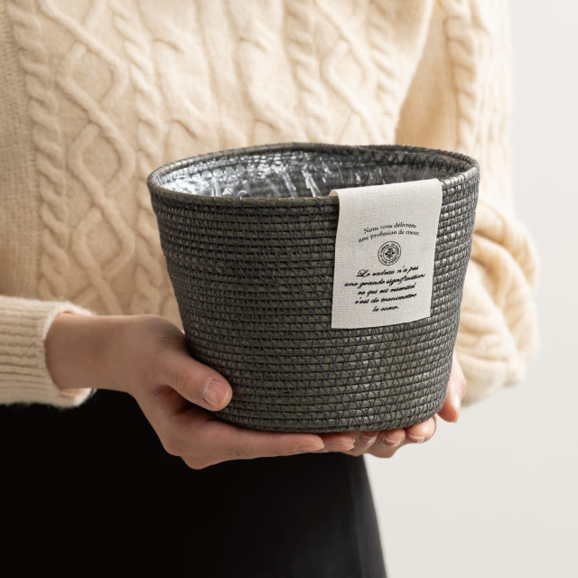 カンパーニュPPラウンドバスケット-M/グレー【3月中旬発売予定】 直径175(120)×H120