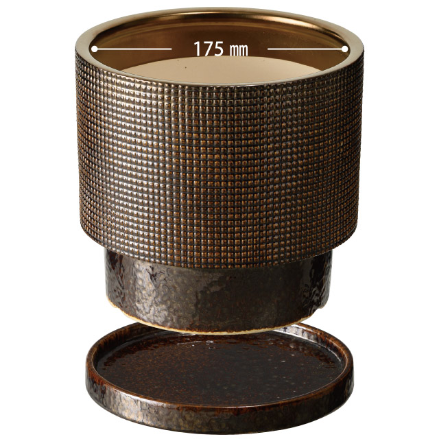 ハンドメイドアートフラワーポット-35 直径195(155)×H185(5寸)