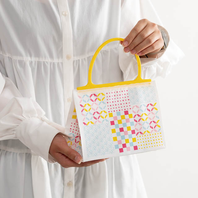 和模様ハンドル付ギフトバッグ-3/カラフル カラフル W200×D100×H150